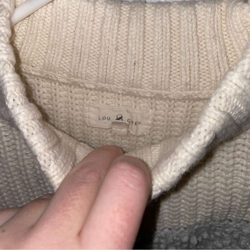 NWOT Lou and Grey White/Cream and Grey Striped Sweater mixed textures size large - Picture 3 of 4